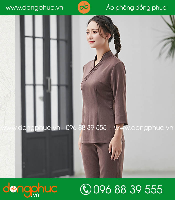 Đồng phục spa màu nâu nhạt
